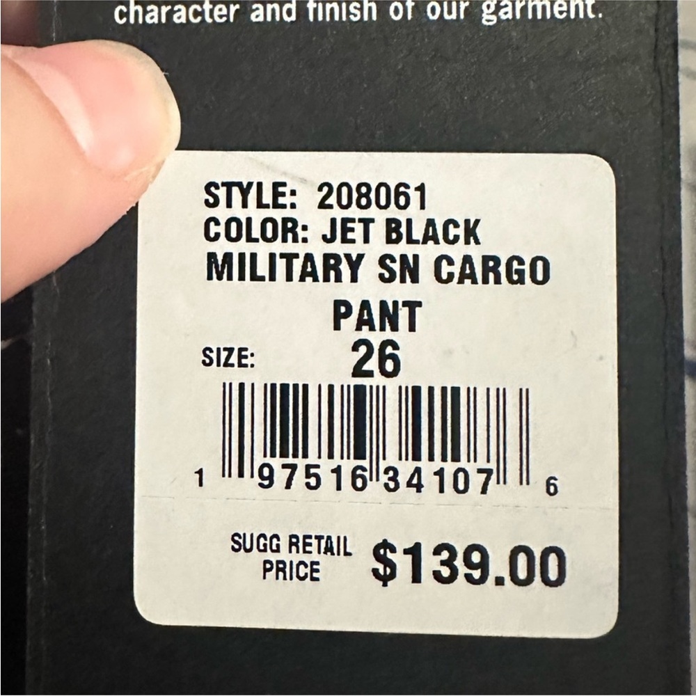 True Religion Jet Black Military Cargo Black Pants With White Stitching Size 26 - Picture 13 of 13